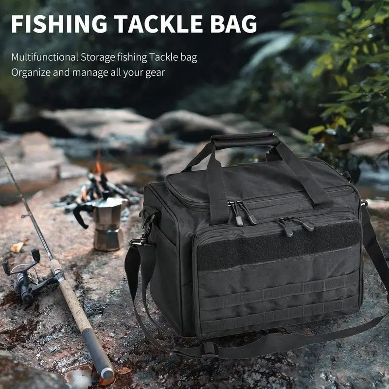 Fishing Storage Bag Oxford Cloth Fishing Gear Storage Water-Resistant Fishing Tackle Wraps Portable Tackle Shoulder Bag With