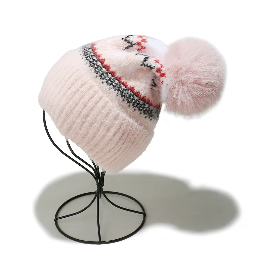 

New Hat Stocking Watch Cap Hugger Toque Head Autumn Winter Woolen Hat Bohemian Geometric Knitted Fleece Thickened B8M63
