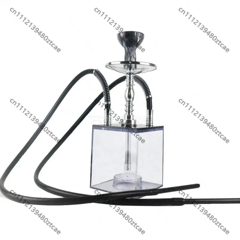 Arab Hookah Square Double Pipe With LED Lights Full Accessories Luxury Shisha Set For Home Party Bar Daily Leisure Scenes