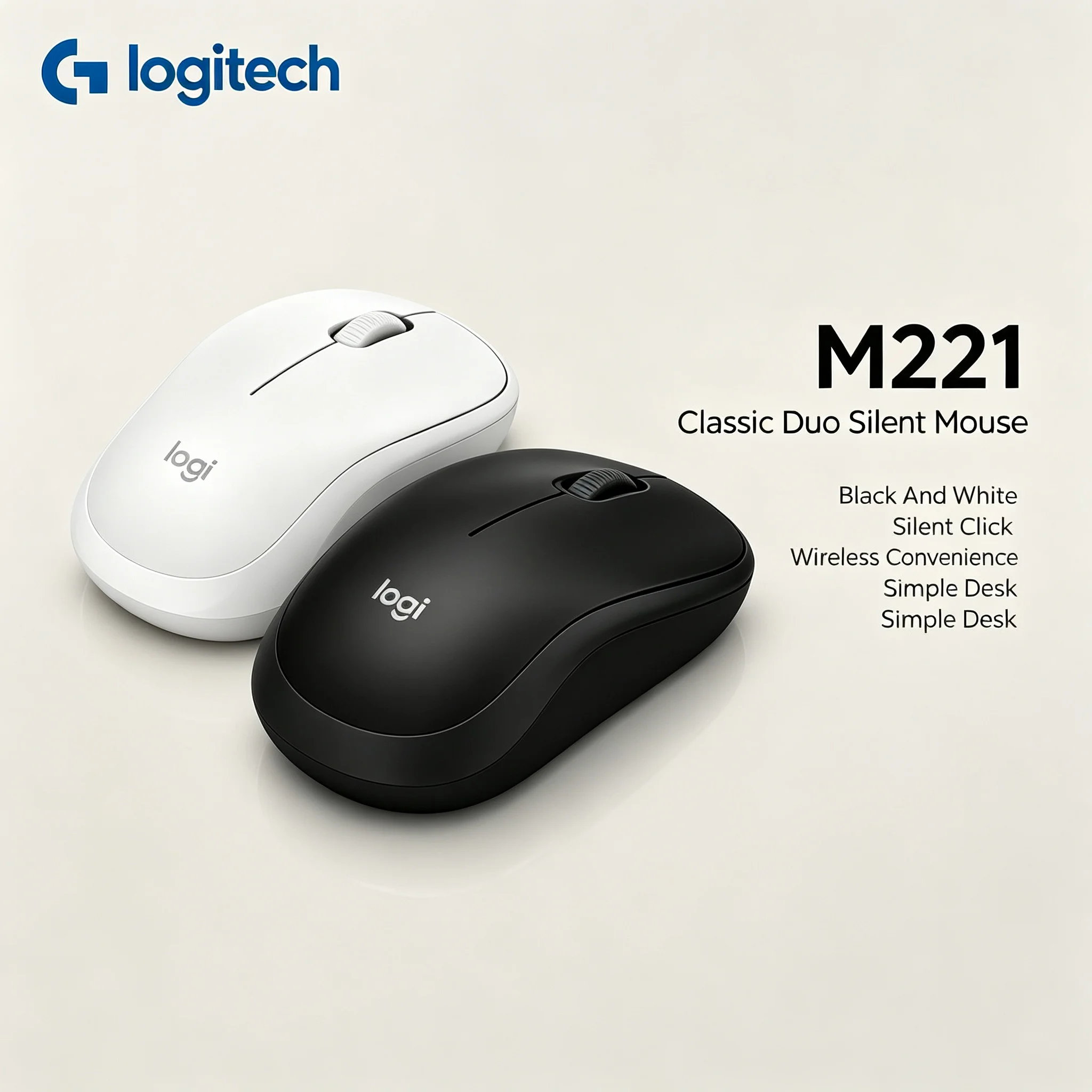 Logitech M221 Long Working Hours Wireless Silent Mouse Energy‑Saving Design Mice For Laptop Macbook Desktop PC