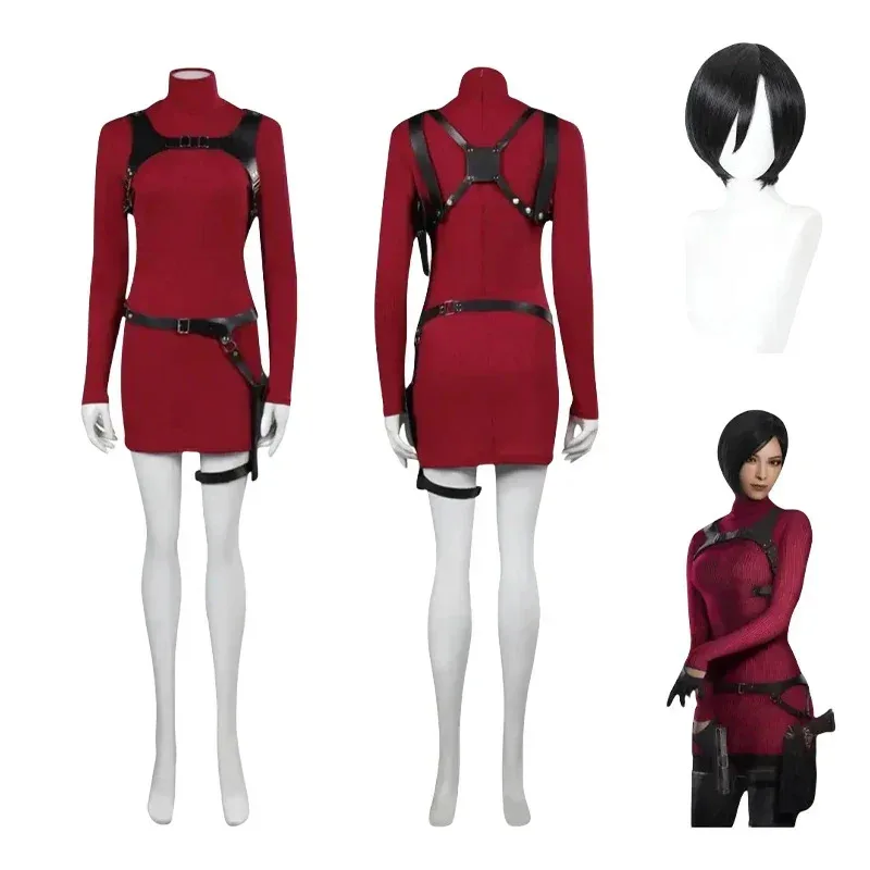 

Female resident 4 Ada Wong cosplay costume dress belt outfits Fantasia Halloween carnival disguise suit for adult women girls