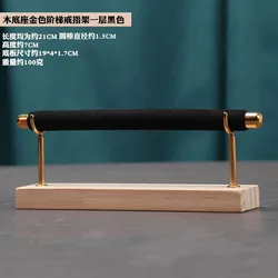 Solid Wood Base Ring Display Stand Sponge Rod Ring Support Storage Shelf Detachable Metal Frame Jewelry Display Stand Organizer