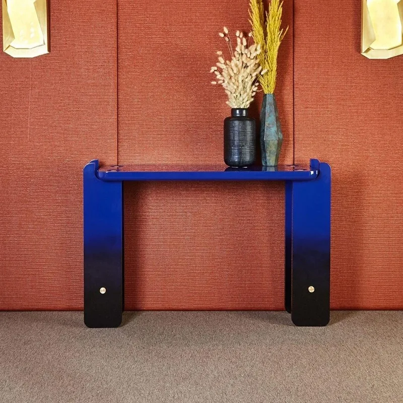 Italian minimalist light luxury entrance desk, designer creative blue partition case