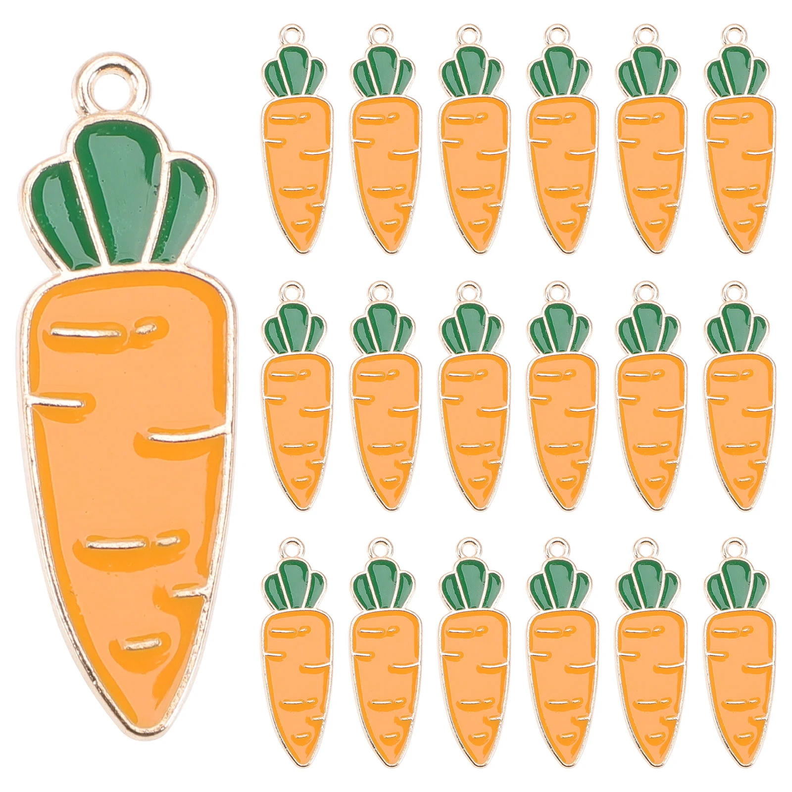 

20 Pcs Carrot Pendant Easter Ornaments Charms for Bracelets Enamel Accessories Metal Kit Jewelry