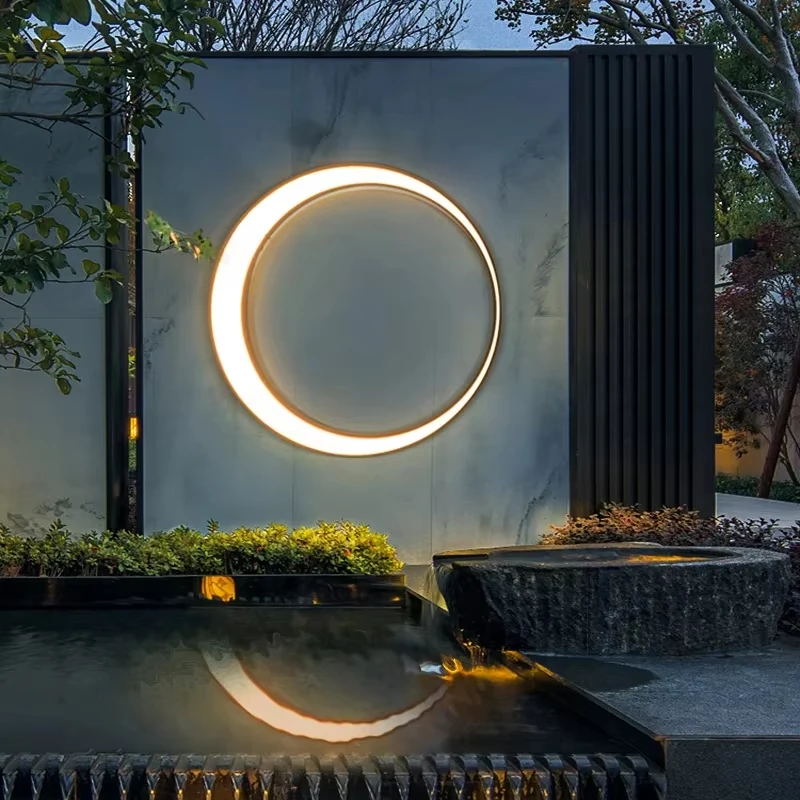 

2025 Modern Courtyard LED Moon Wall Light Outdoor Waterproof Corridor Exterior Wall Light Entrance Hall Decorative Light