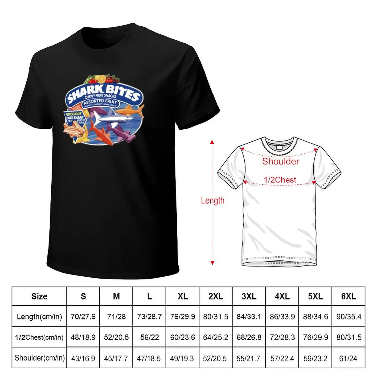 Shark Bites Fruit Snacks - Vintage Discontinued Candy Shirts T-Shirt Fashion Pattern Printed Tee Shirt