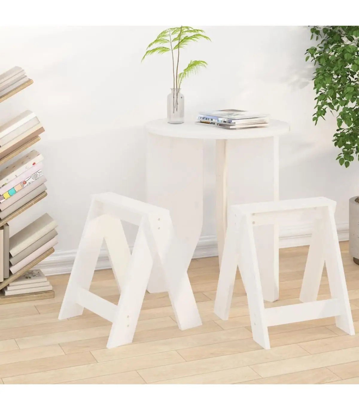 Stools and Folding Chairs Stools 2 PCs Solid Wood Pine White 40x40x45 cm