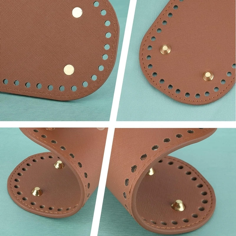 1 Stück Runder Ovaler Boden für Gestrickte Taschen PU-Leder Taschenboden mit Loch für Handwerk DIY Häkeltaschen-Zubehör Universeller Bodenbogen – Detail 6