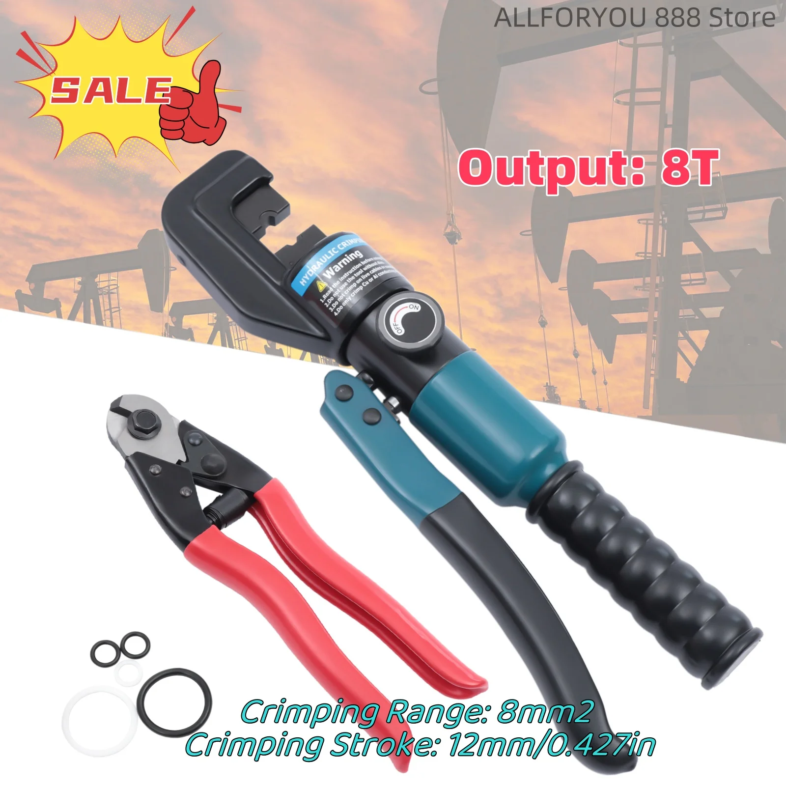 Upgraded Custom Hydraulic Hand Crimper Tool Super Crimping Power and Precise Cut