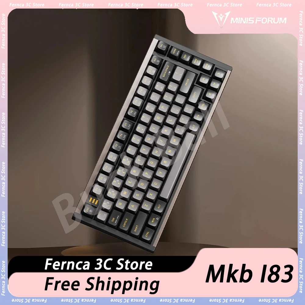 

Minisforum Mkb I83 Mechanical Keyboard Tri Mode Bluetooth Aluminum Alloy RGB Gaming Keyboard Hotswap Pc Accessories Game Gifts