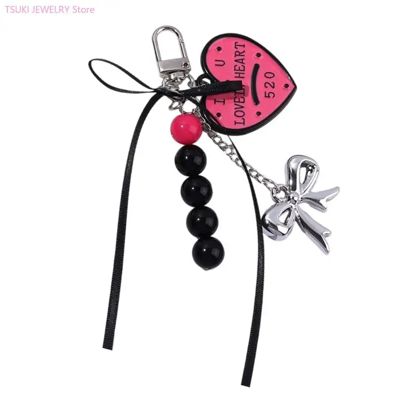 62KE Aesthetic keychains Purse Handbag Backpack Bag Pendant Charms Beaded Bows Keychains Charms Car Keyring for Women Girls