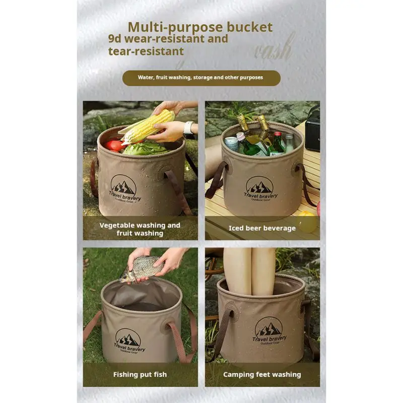 Outdoor Camping Waterproof Water Bags Folding Bucket Foldable Bucket Water Container Collapsible Fish Bucket