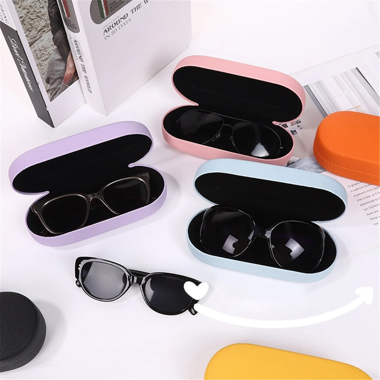 Fashion Sunglasses Case PU Leather Hard Shell Reading Glasses Box For Men Women Anti-pressure Eyeglasses Protector Storage Case