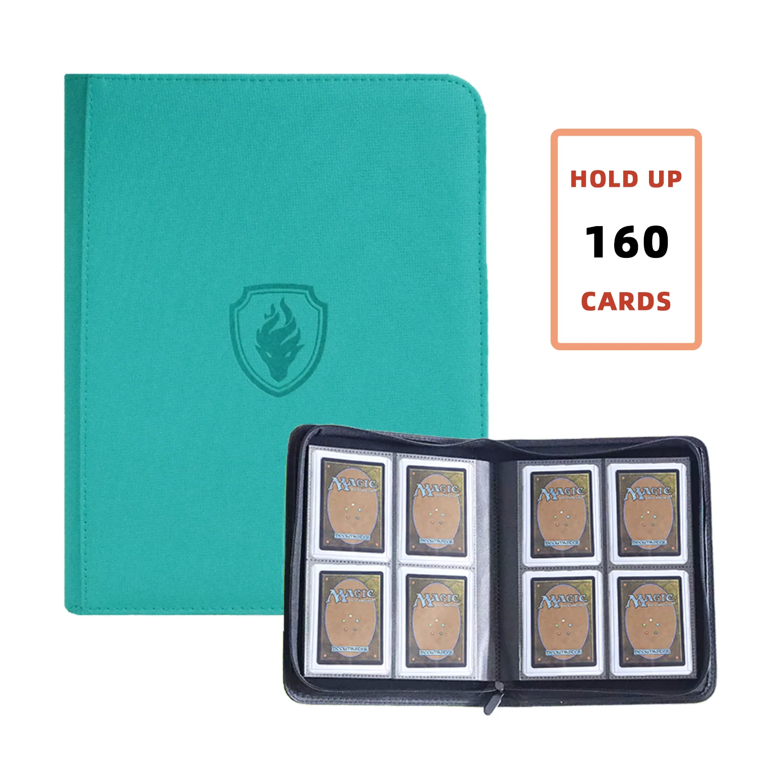 Houdt 160 kaarten vast | Ruilkaartbinder voor 3"×4" kaarten |   Dubbelzijdig album met 4 zakken | PU lederen ritsmap voor TCG/sportkaarten