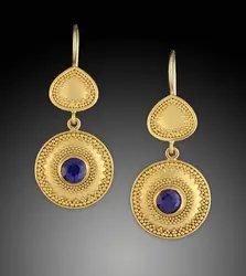 Vintage Court Gold Color Ornate Earrings for Women Creative Ethnic Style Imitation Turquoise Earrings Party Jewelry Gifts