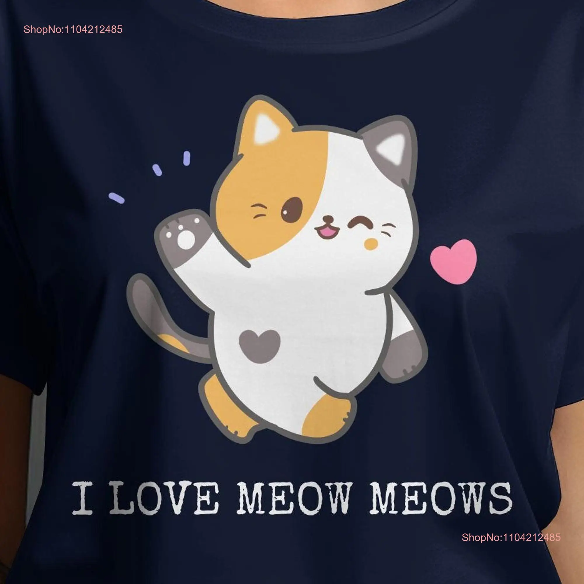 

Футболка I Love Meow Meows Cats Lover Funny Cat Fit XS 4XL Размеры Доступны Рождество с длинными или короткими рукавами