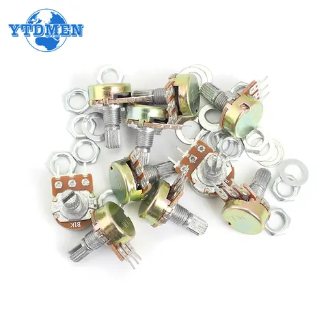 50 st WH148 Enkellänkad potentiometer 500R B501 B1K 2K 5K 10K 20K 50K 100K 500K 1M Handtagslängd 15 mm Justerbar resistans 10 best sales 10k potentiometer - №4