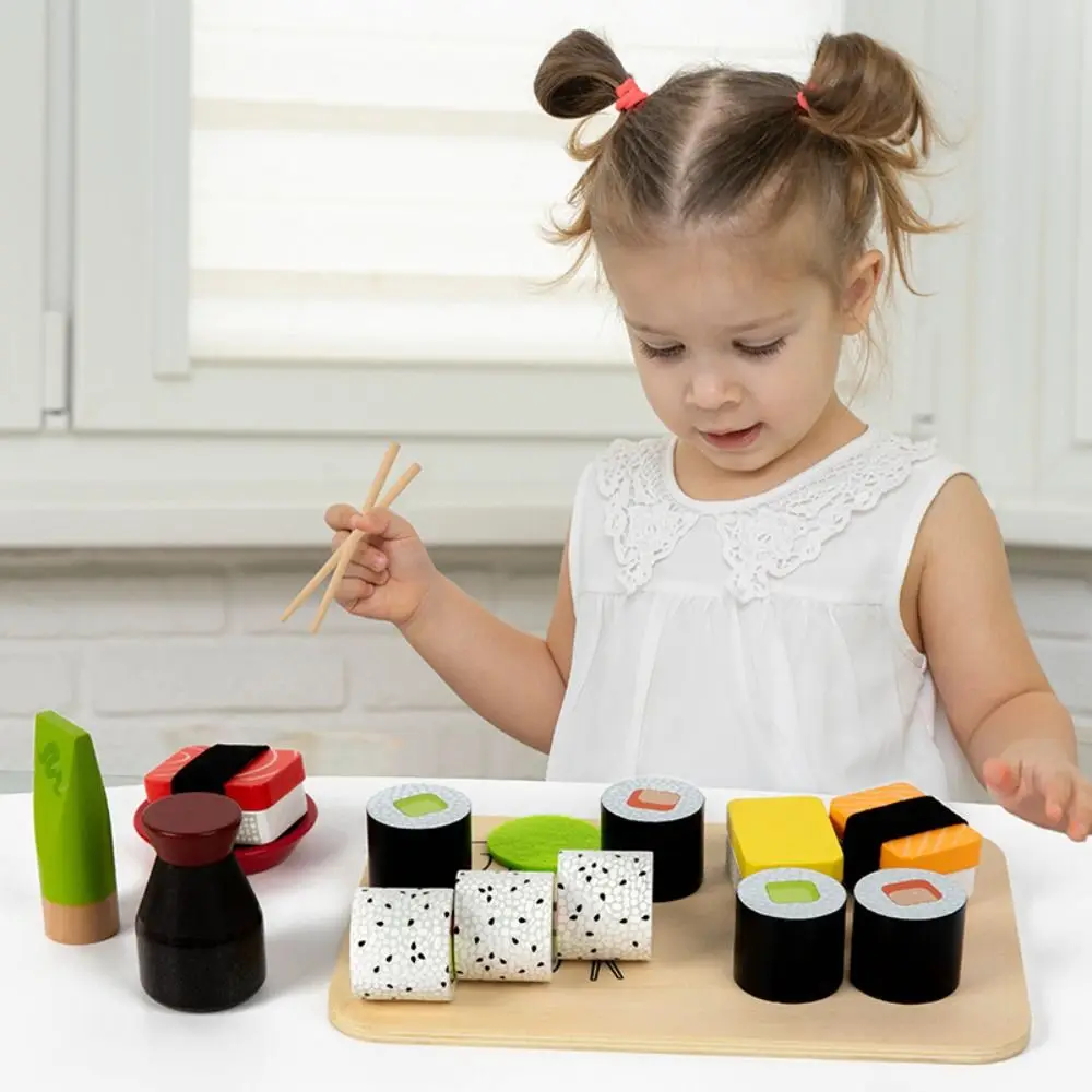 

Sturdy Wooden Simulation Sushi Toy Simulation Funny Design Japanese Style Food Set Interactive Educational Pretend Play Food Set