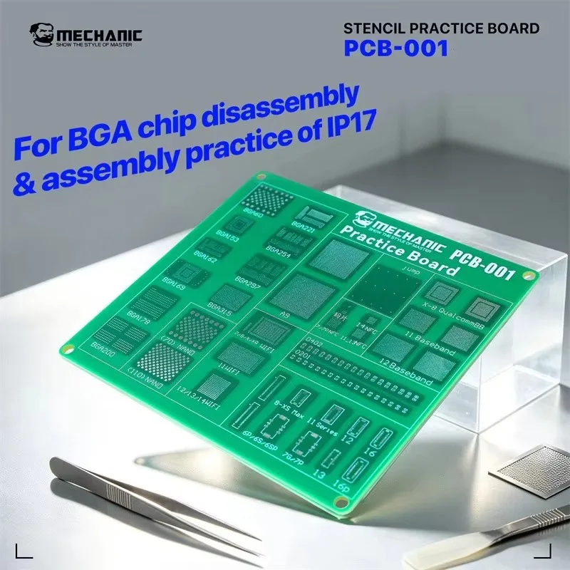 MECHANIC BGA Practice PCB Board Solder Training Plate For iPhone 17 Motherboard Chip Rework Soldering Practice Repair Hand Tool