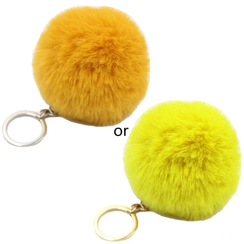 Pom Poms Keychains Artificial Fur Puff Hair Ball Pompoms Car Bag Backpack Pendant with Circle Keyring Dropshipping