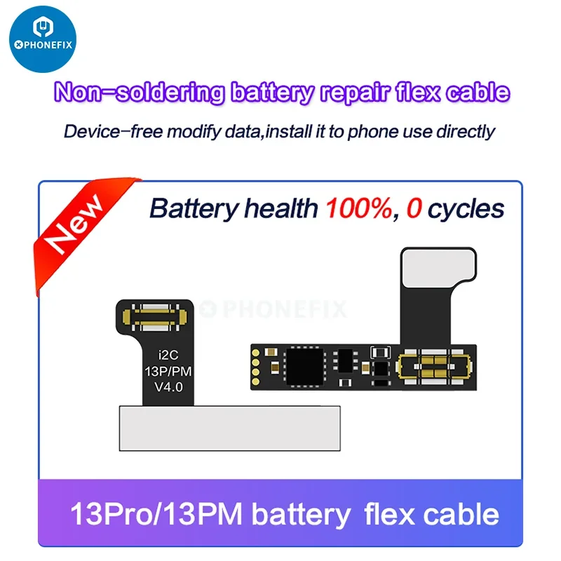 I2c Pre-Programmed No Soldering Battery Repair Flex Cable Tag-on Flex FPC for IPhone 11 12 13 14 15 Solve Error Message Pop Up