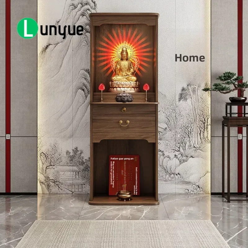 Solid Wood New Chinese Style Buddha Wealth Cabinet Bodhisattva Worship Table Customizable Living Room Furniture Model