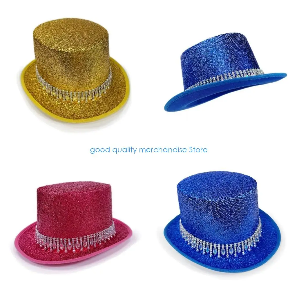 

Y5JD шляпа волшебников для женщин и мужчин с поясом со стразами, высокая шляпа, костюм для косплея, шляпа для взрослых, вечерние