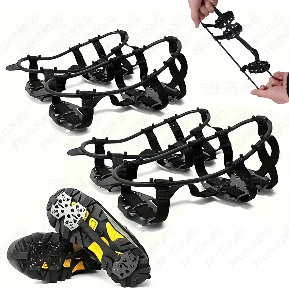 

24 Steel Studs Ice Gripper for Shoes Anti-slip Ice Snow Walking Crampon for Winter Shoe Outdoor Hiking Climbing Snow Spikes Grip