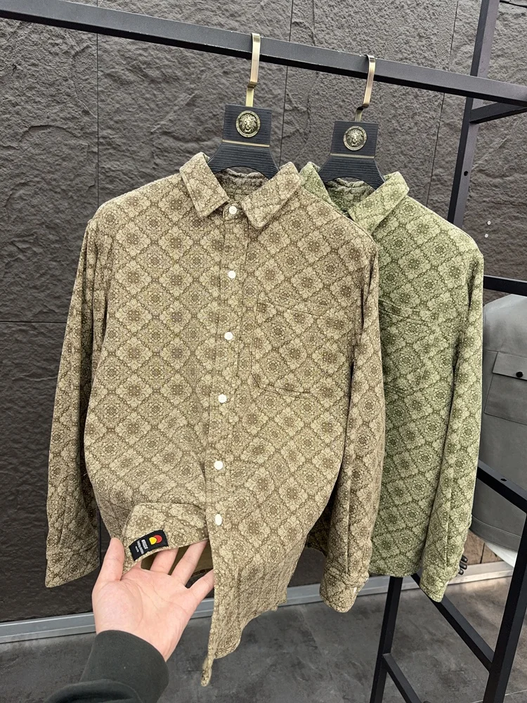 

Svip Luxury Caew Flower 00% Cotton Casual Long Sve irt Men's Outerwear Spring Comfortable Breathable Stand Fit ket