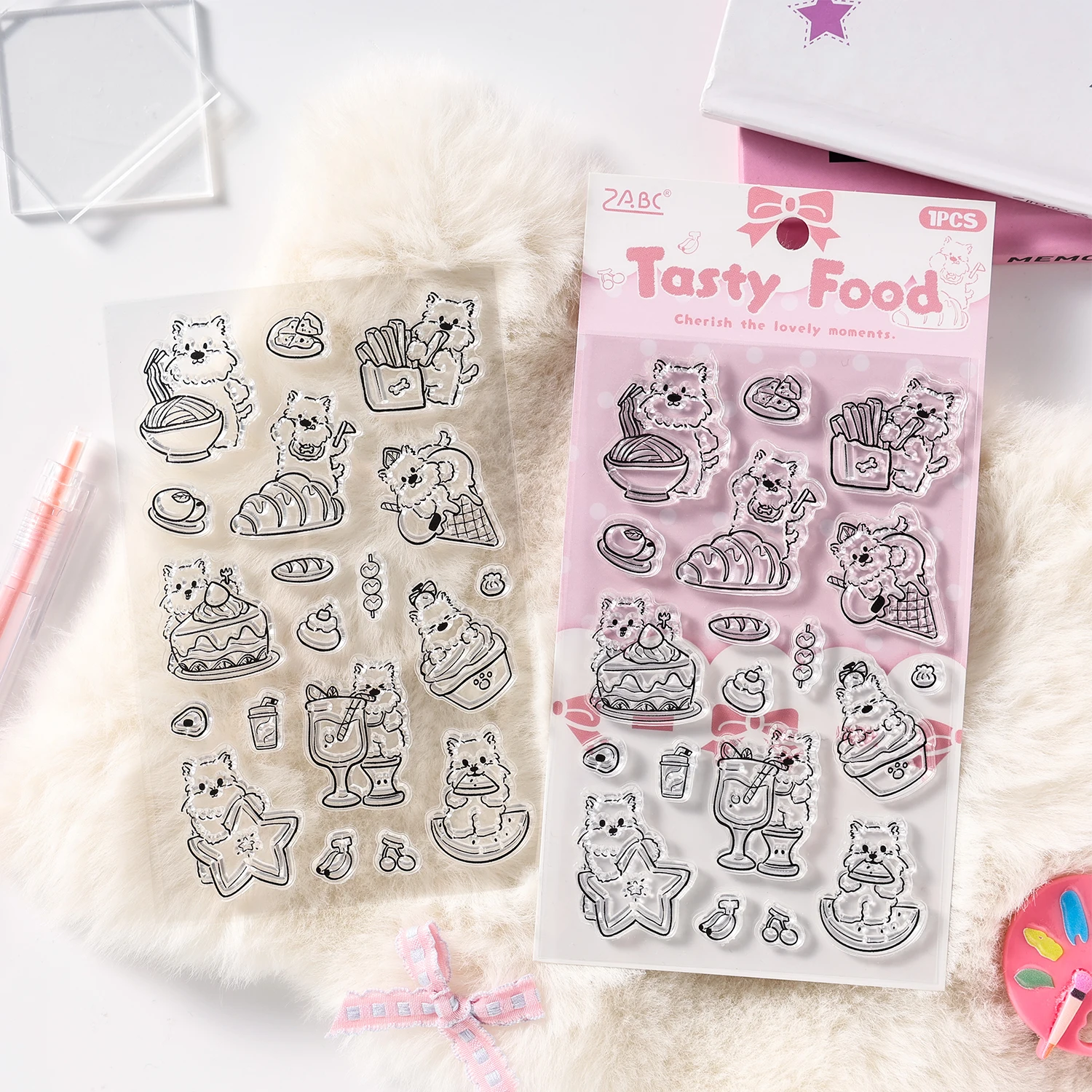 1Pcs Cute Westie Dog Clear Silicone Stamp, Food & Office Themed Rubber Stamp view 2