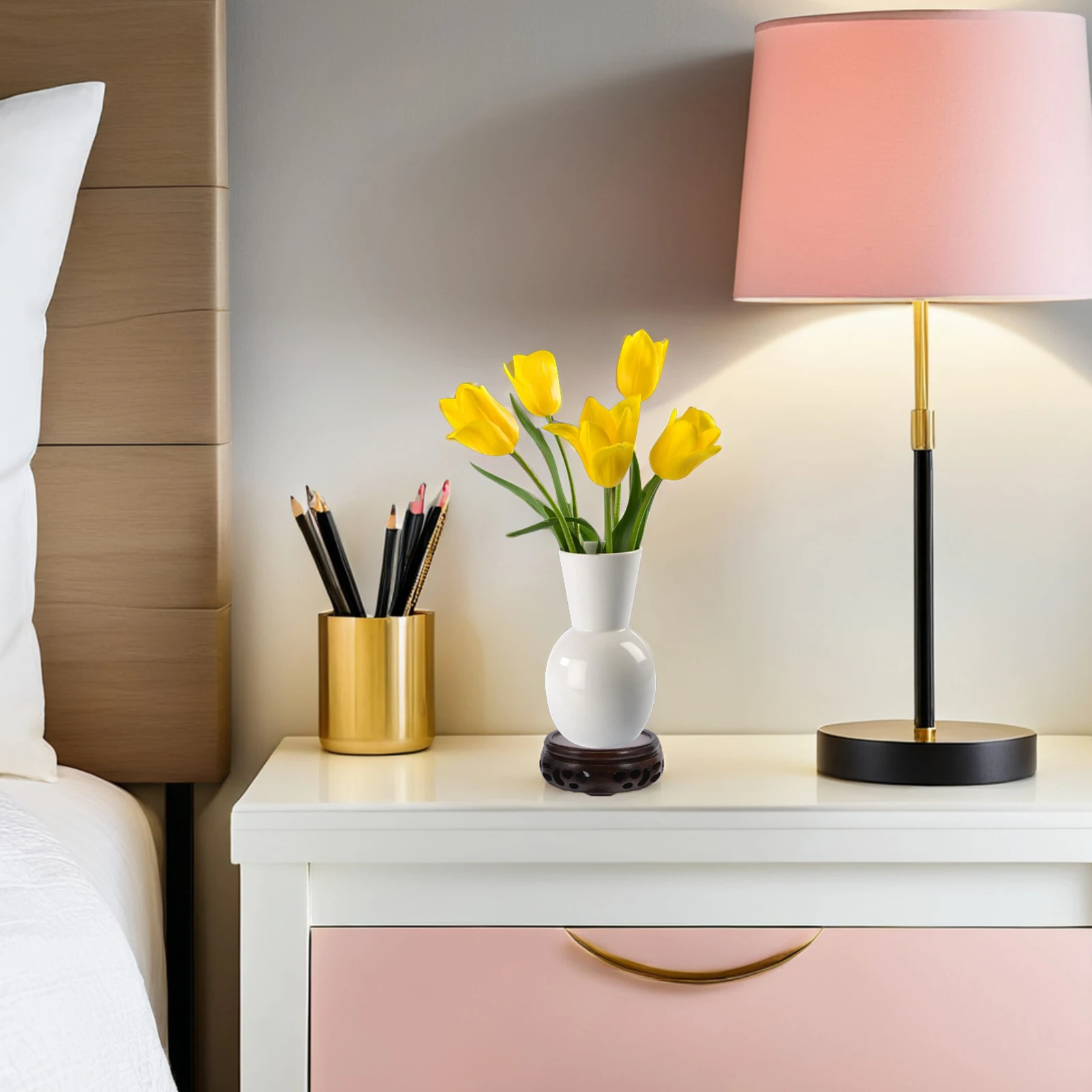 

Retro Wooden Display Stand Aquarium Round Riser Household Small Teapot Pedestal