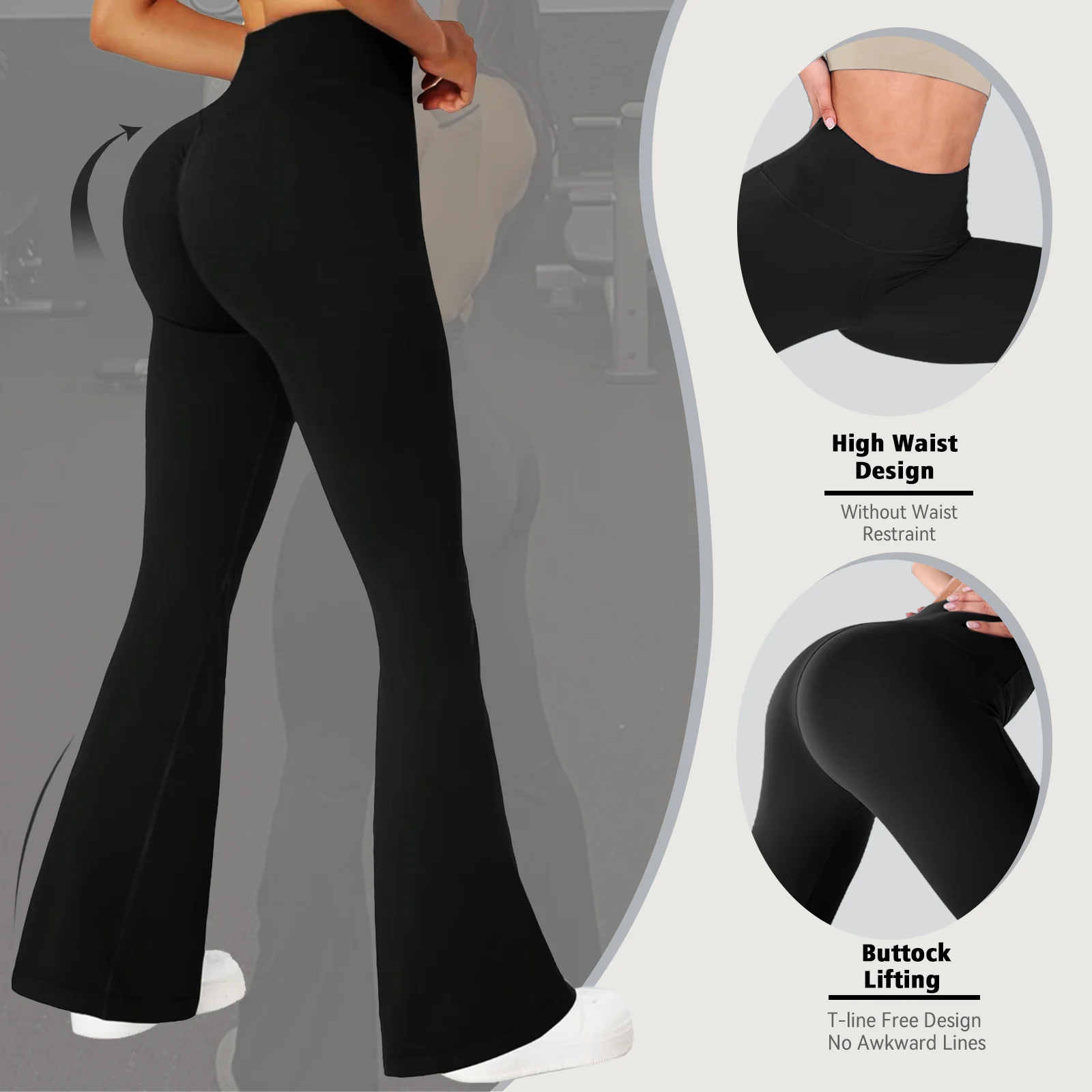 Womens Flare Yoga Pants High Waisted Workout Flare Leggings Tummy Control Sport Pants Wide Leg Workout Casual Bootcut Pants