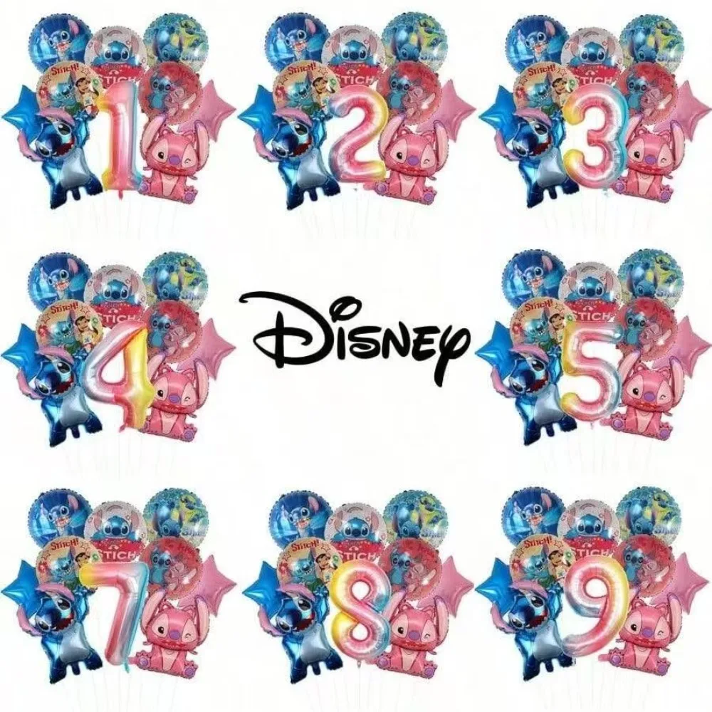 Ballons de fête Disney Stitch numéro 1-9, ensembles de ballons Lilo & Stitch, décoration de fête d'anniversaire pour enfants, fournitures cadeau pour réception-cadeau pour bébé