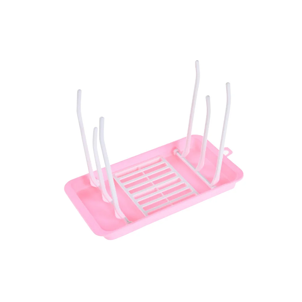 

Pink Baby Bottle Drying Rack Foldable Dish Dryer for Food Grade PP Feeding Equipment