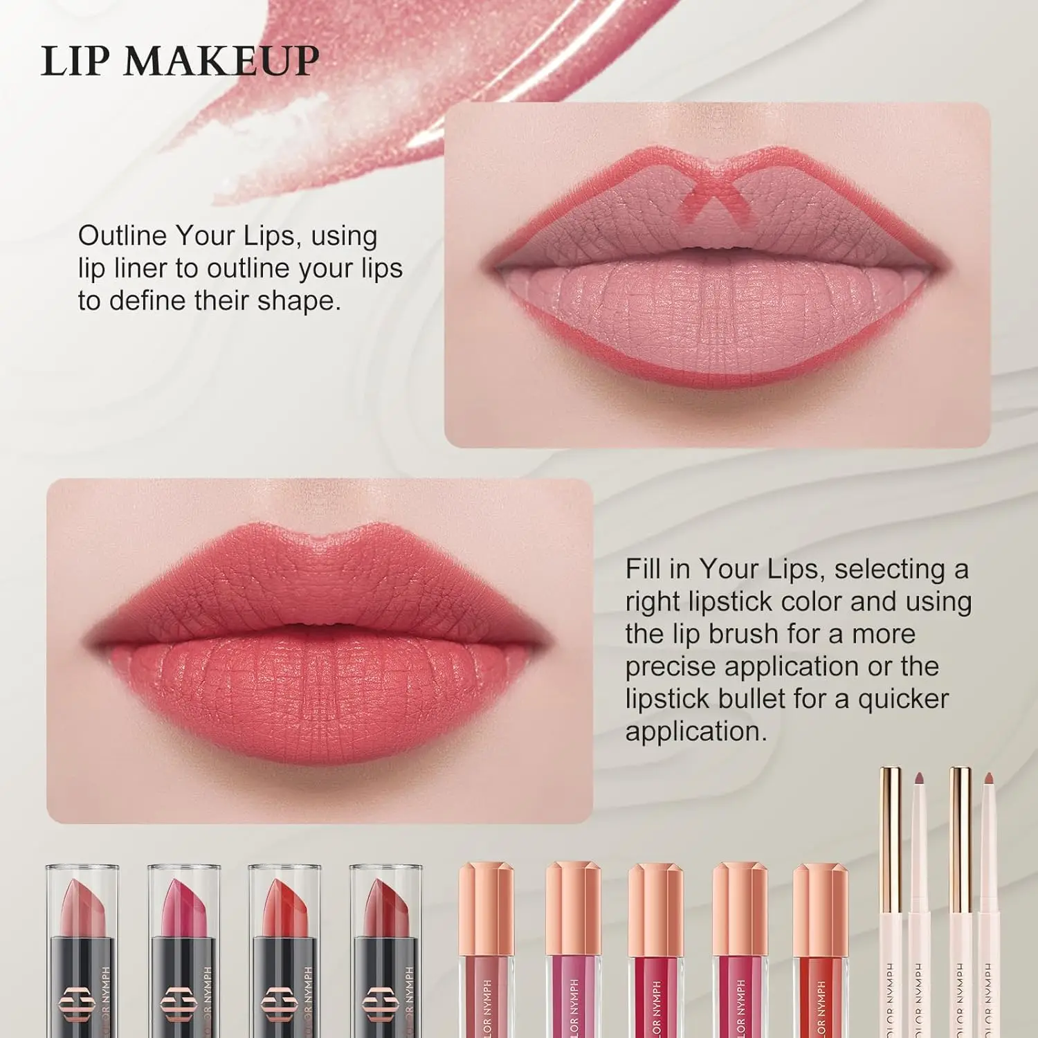 Set trucco professionale per adolescenti e donne - Kit completo con custodia, ombretto, fard, rossetto e strumenti in rosa