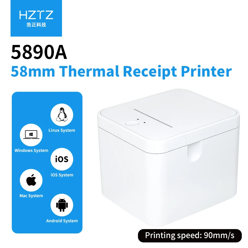 HZTZ 58mm Thermal Receipt Printer for Android iOS Windows system can be connected to cash registers Suitable for catering, super