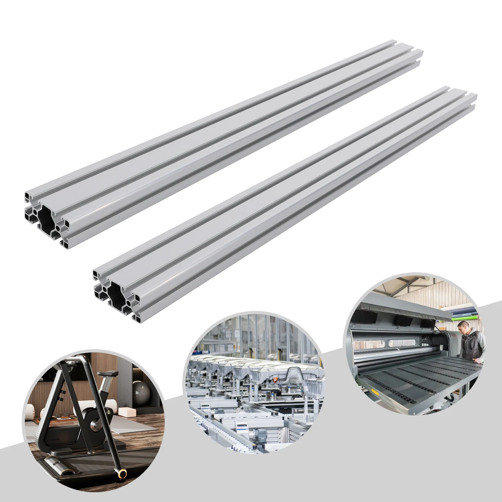 2-Pack 1M Silver 4080 T-Slot Aluminum Profiles, 6063 Aluminum Alloy Extrusion, 100x80x40mm Structural Framing, Industrial Rails