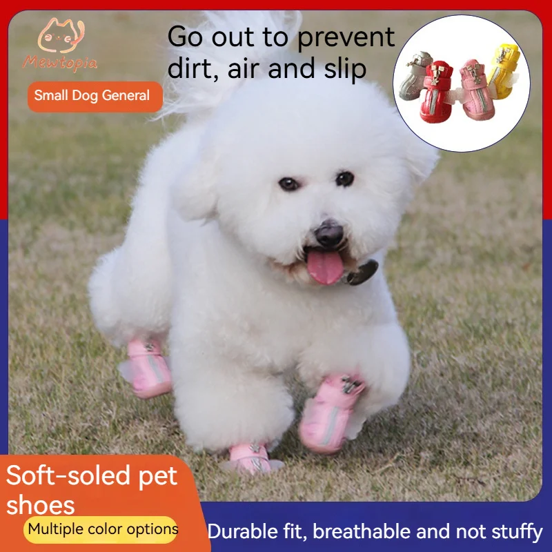 

Angel Wings Stamping Printed Pet Shoes Breathable Mesh Anti Stuffy Feet Soft Sole Dog Shoes Adorable Pet Street Ritual Wear