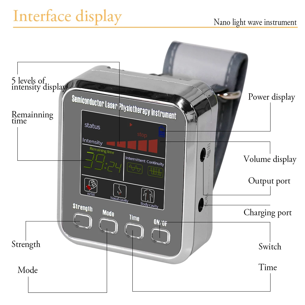 12-Hole Hypertension Laser Therapy Watch Semiconductor Blood Irradiation Treatment Instrument 650nm Acupuncture Points Watch