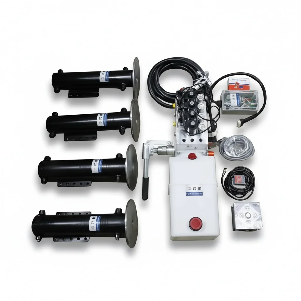 Hydraulic Auto Level System, 5-10T Steel 4 Telescopic Legs, Double Acting RV Leveling Jack for Fiat Ducato, Motorhome Stabilizer