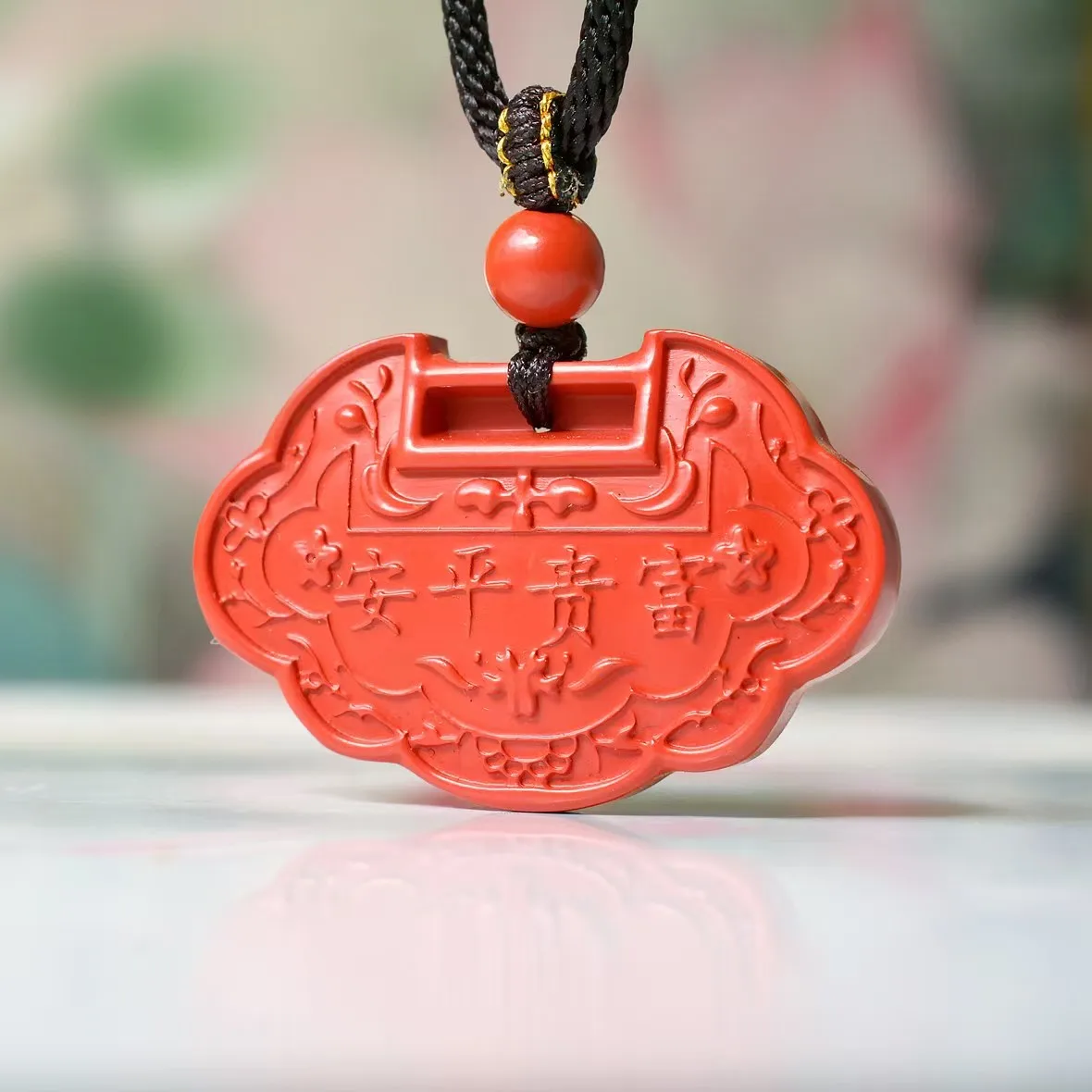 

Live a Hundred Years Pendant Cinnabar Necklace Chinese Jewelry For Men's and Women's Birthday Gift Amulet Charm