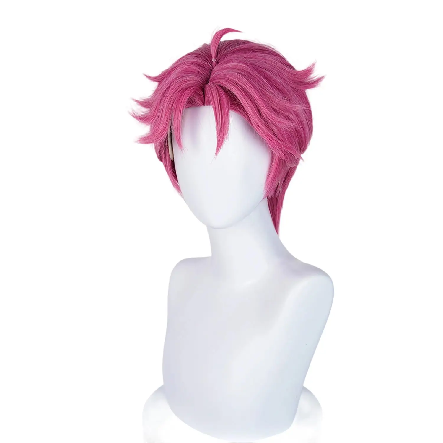 Peluca sintética de pelo corto anti-turnado sin flequillo rojo rosa |   Película animada KPop Demon Hunters personaje Abby cosplay peluca Halloween