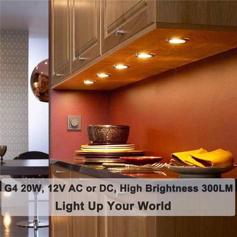 

【Hot Selling】G4 Bulb, 60 Pack Halogen G4 12V 20W With G4 Bi-Pin Base,High Output G4 Light Bulb 12V 300LM For Cabinet Light Bulbs