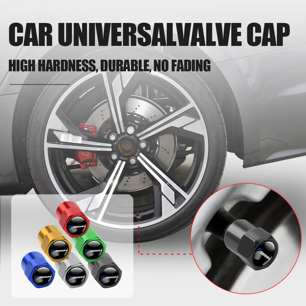 4Pcs Car Valve Cap Wheel Tire Tyre Stem Covers Universal For Volvo RDESIGN T6 AWD S40 S60 S90 XC40 Cap Decor Airdust Waterproof