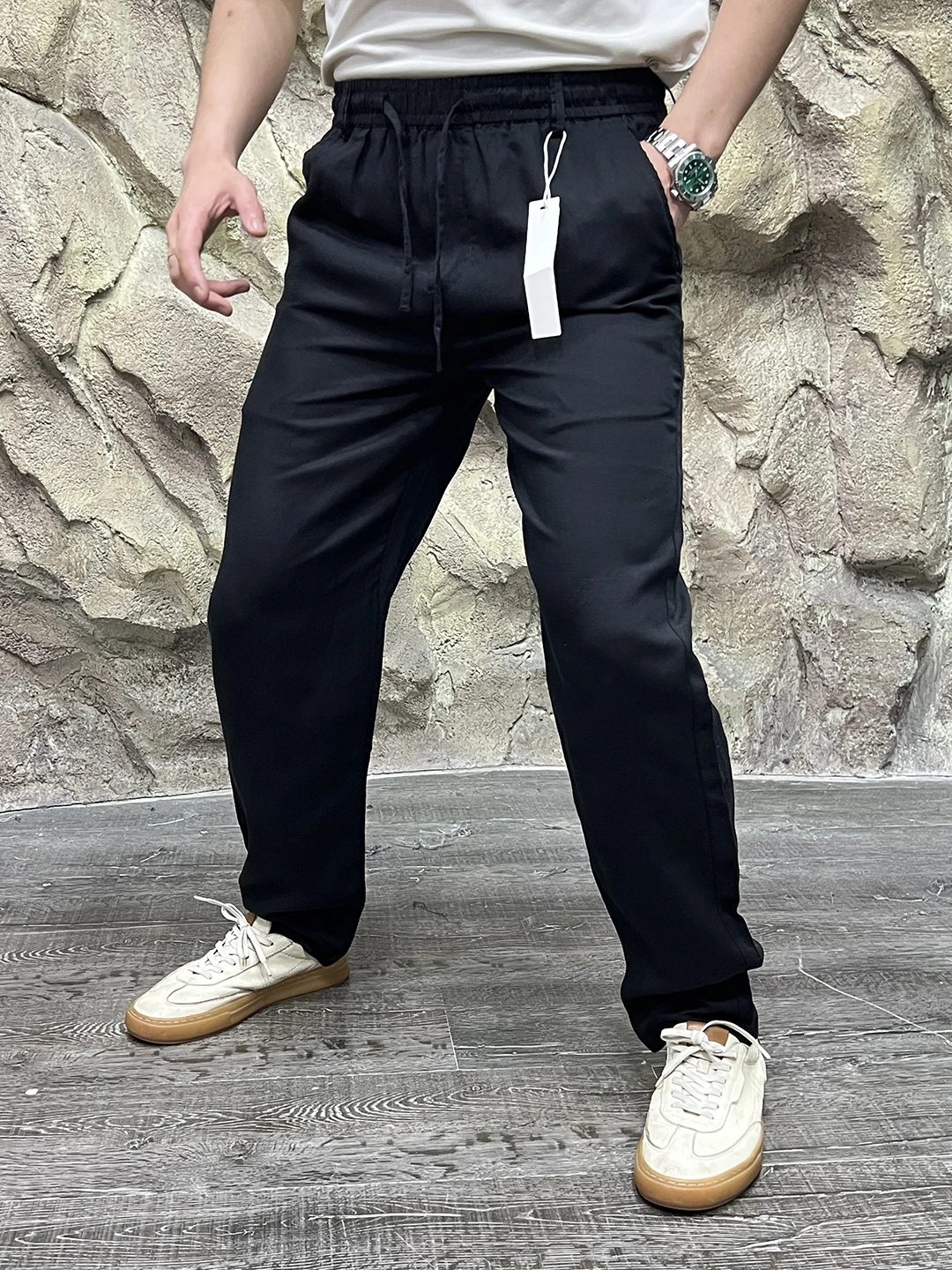 

Linen Silk Blend Casual Pants Cool Sensation Breathable High End Spring Summer Straight Leg Zipper mid Waist Long T...