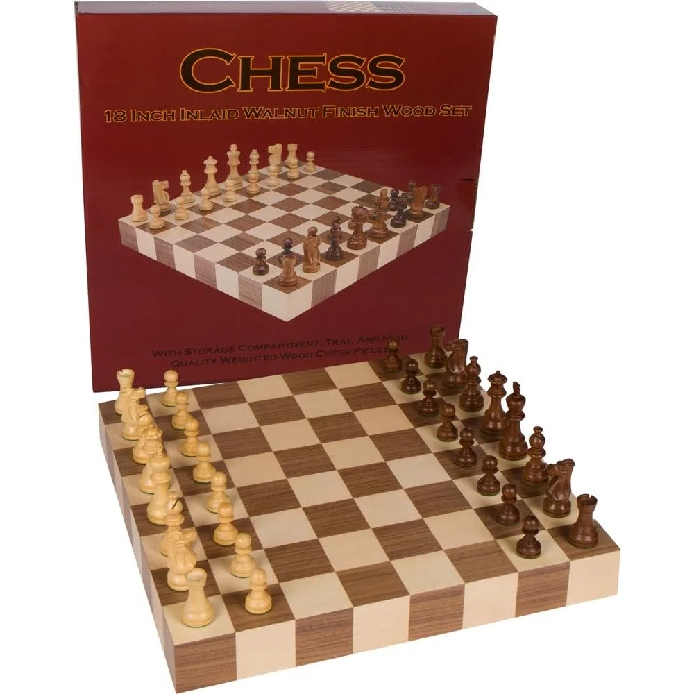 

Tournament Chess Inlaid Wood Board Game with Weighted Wooden Pieces, Large 18 x 18 Inch Set