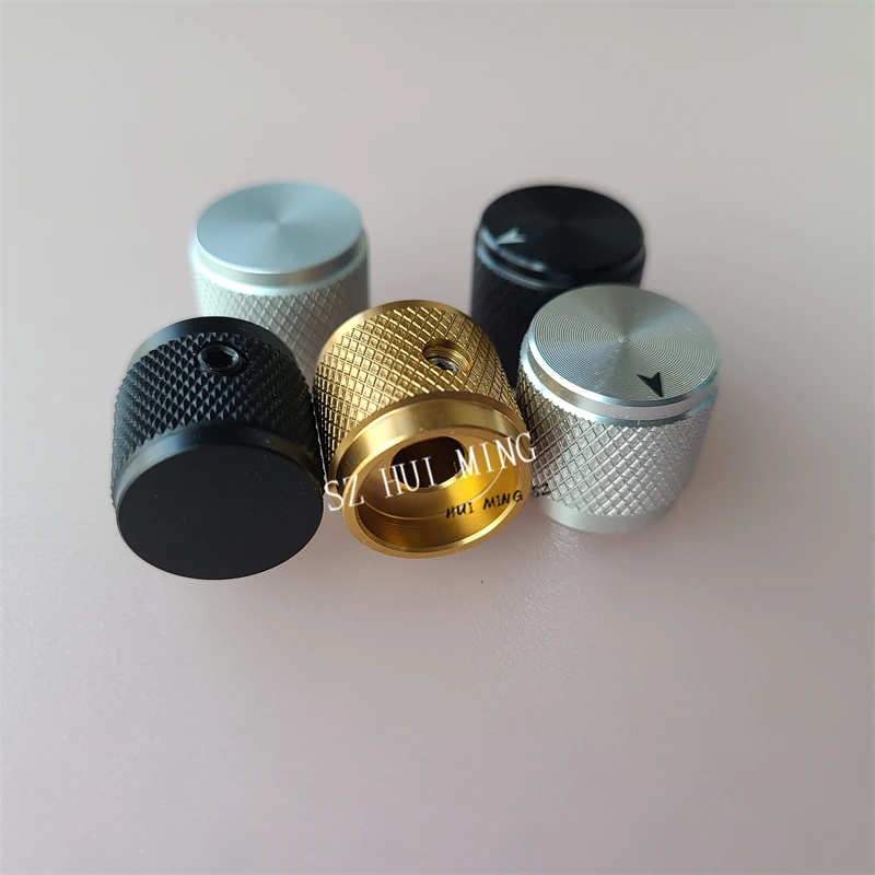5 uds perilla de aleación de aluminio perillas de potenciómetro sólidas plateadas moleteadas 17*16mm tapa giratoria perillas de interruptor de volumen de guitarra amplificador HI-FI