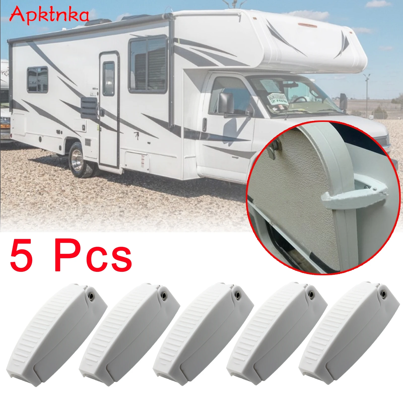 5x RV White Rounded Baggage Plastic Door Catch Compartment Latch Holders Clips For Camper Trailer Motorhome Car Accessories