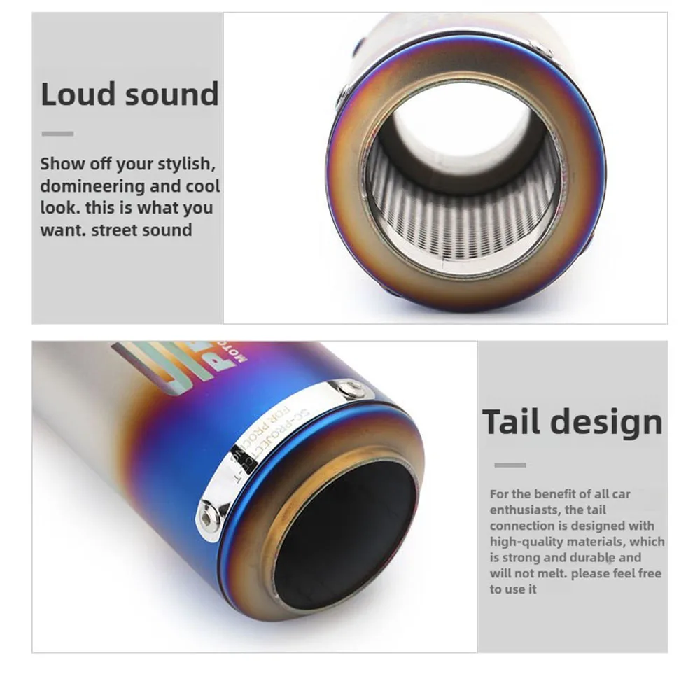 ماسورة عادم الدراجة النارية SC معدلة عالمية مقاس 51 مم/60 مم، من الفولاذ المقاوم للصدأ شبه أزرق مع تصميم DB Killer لـ 250SR Z900 DUKE390 #5