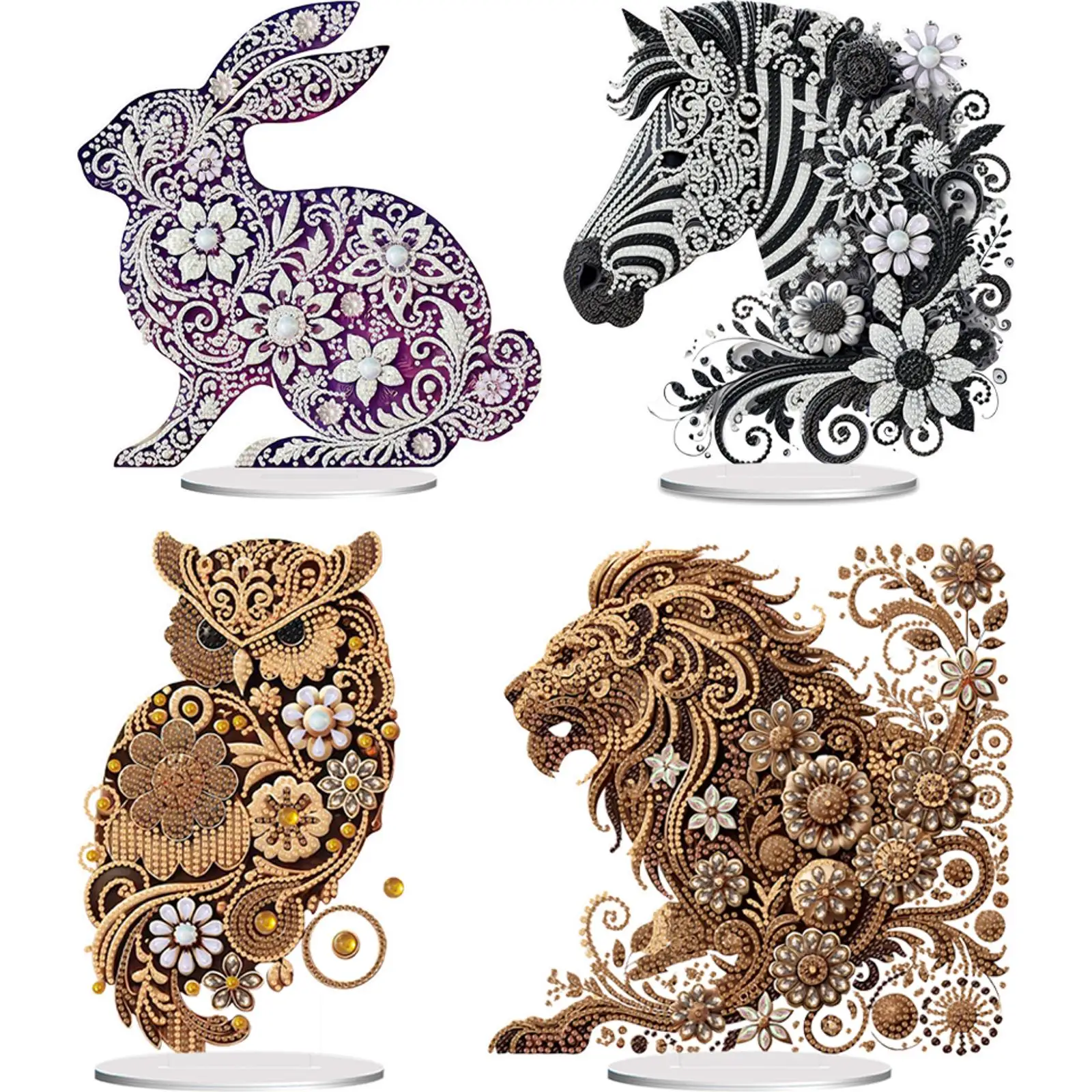 

2D Flat Animal DIY Diamond Painting Tabletop Ornaments Kit Diamond Painting Desktop Decorations for Home Office Desktop Decor